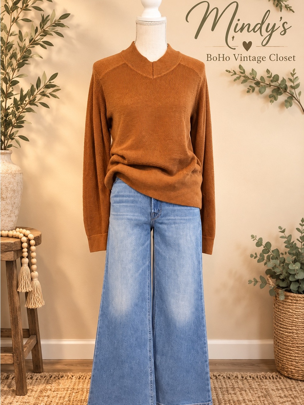 Prana Rust Brown Long Sleeve Lightweight V-Neck Sweater